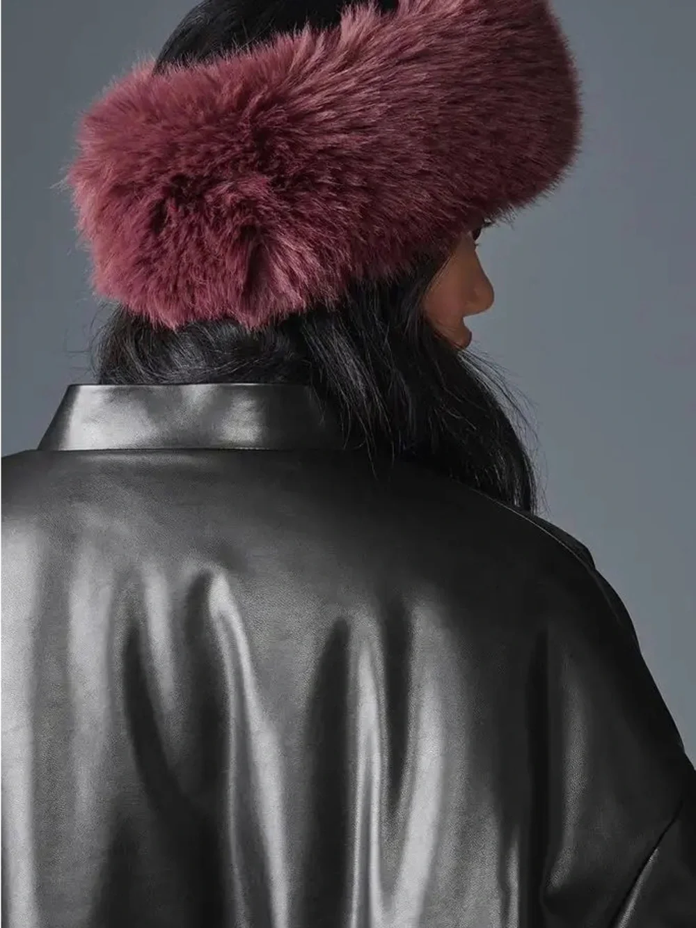 ALO Opulent Faux Fur Wintersun Headband - Burgundy Truffle